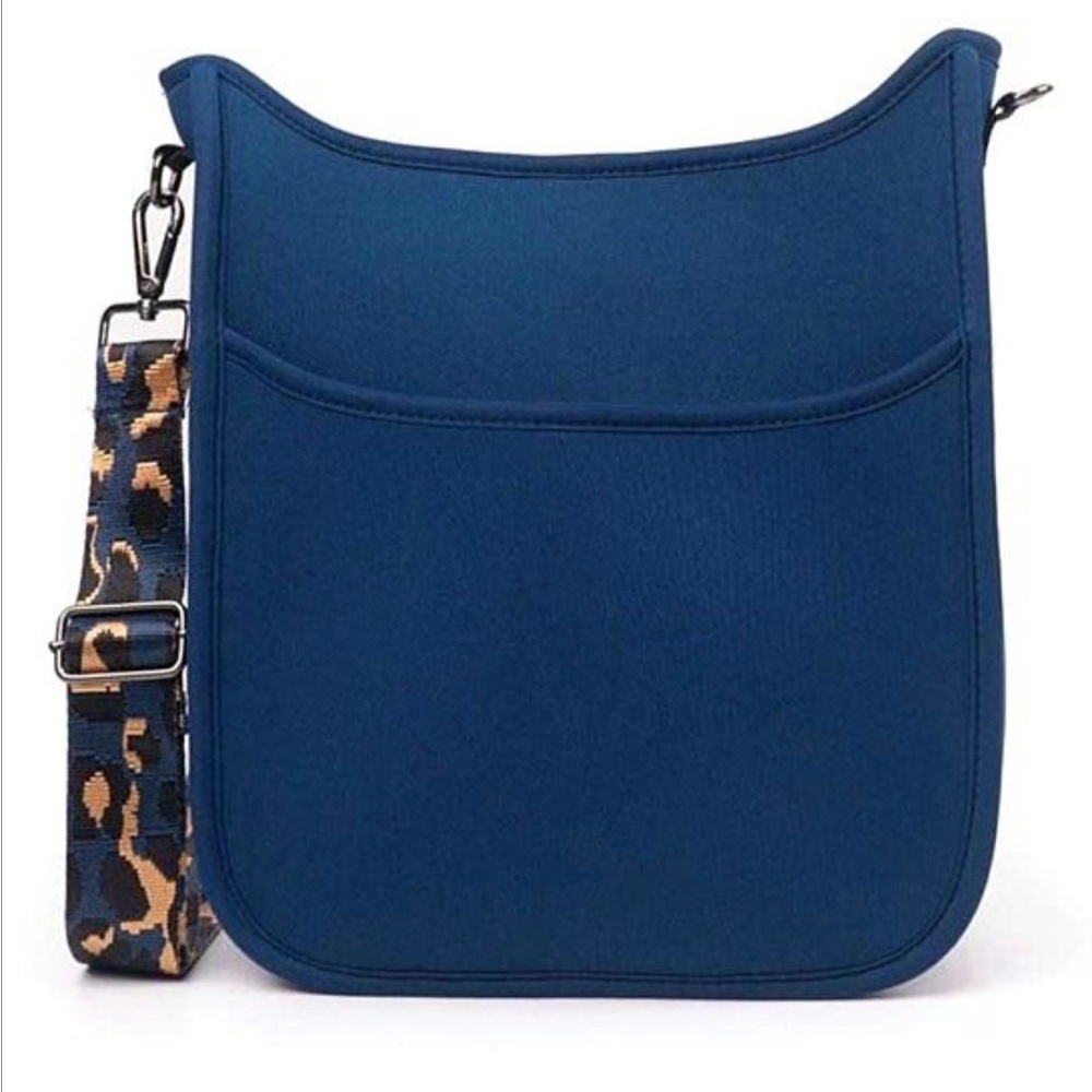 Babs + Birdie Neoprene Blue Camo Strap The Isabella Courier Crossbody